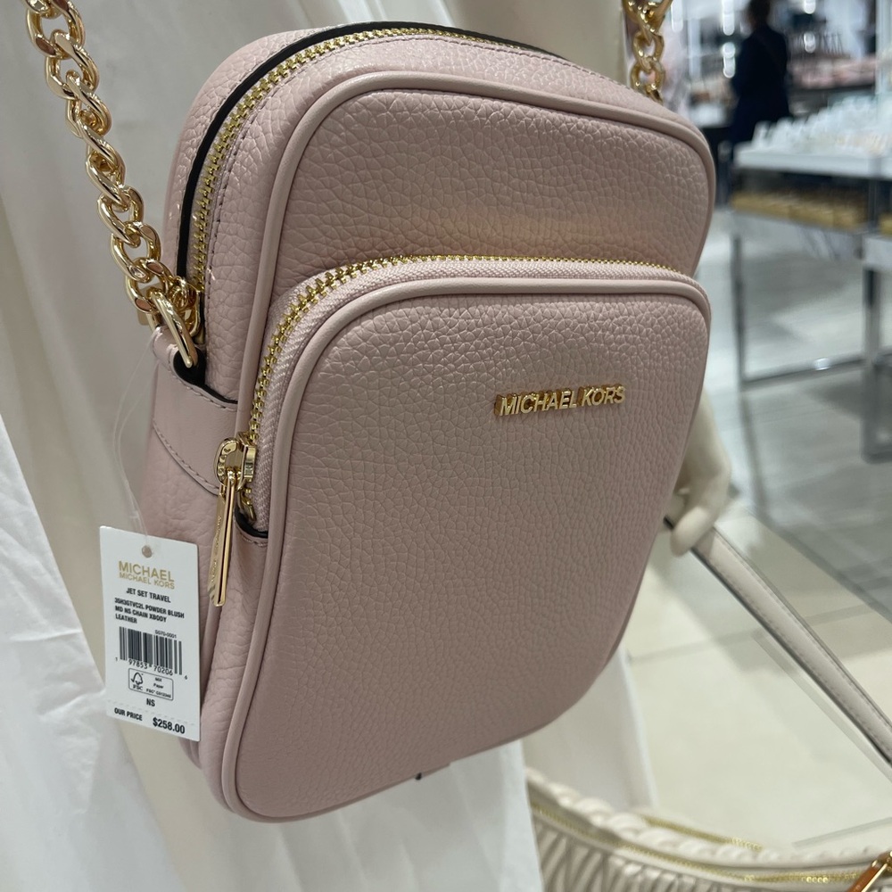 MICHAEL KORS JST Md Pebbled Leather NS Flight Chain Crossbody XBODY 
Powder
NWT - Picture 16 of 16